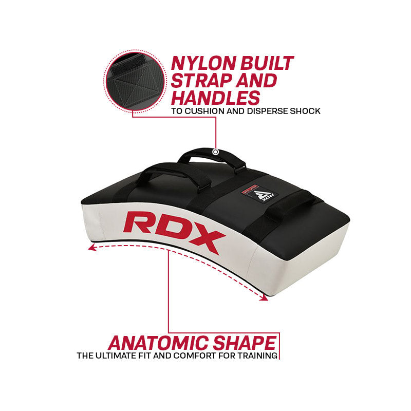 RDX T1 Curved Kick Shield with Nylon Handles #color_white