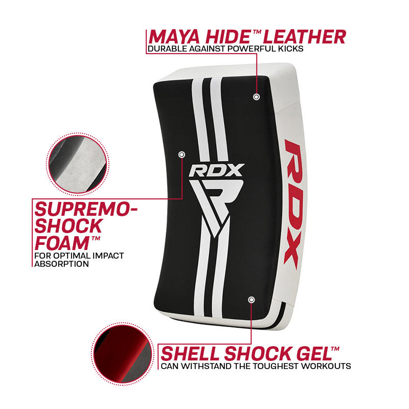 RDX T1 Curved Kick Shield with Nylon Handles #color_white